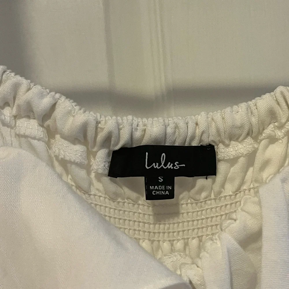 Lulus White Square Neck Puff Sleeve Babydoll Dress- size small - Picture 3 of 3